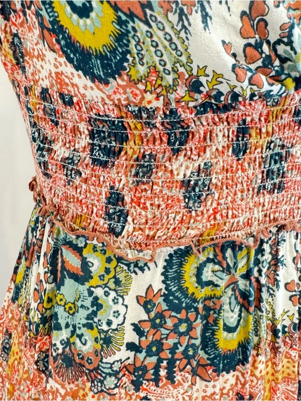 let's smock about it maxi dress NWT FREE PEOPLE Lets Smock About It Floral Printed Strappy Maxi Slip Dress L